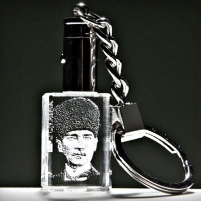 Kristal Sivil Kalpaklı Atatürk Anahtarlık - 1